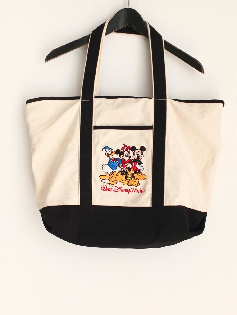 Y2K Walt Disney World Cotton Canvas Tote Bag Embroidered 20.5x15.75